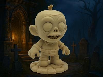 Grinning Mini Zombie on Pedestal