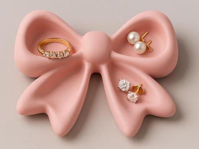 Coquette bow jewelry tray ring necklace holder 
