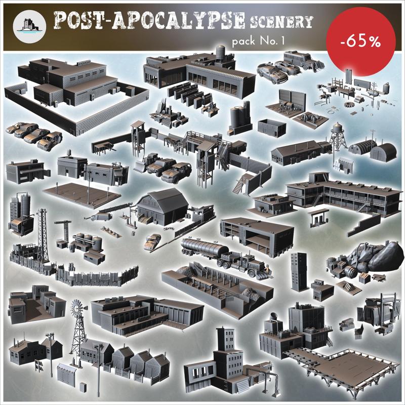 Post-apocalypse scenery pack No. 1 - Future Sci-Fi SF Post apocalyptic Tabletop Scifi 28mm 15mm 20mm Modern