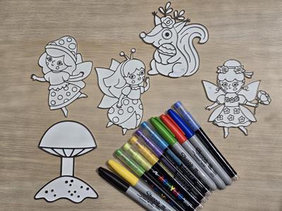 Mushroom Animal Fairy Coloring Forest