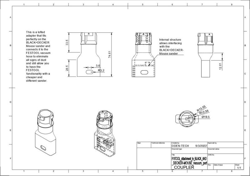 FESTOOL Hose Adapter For BLACK AND DECKER Mouse