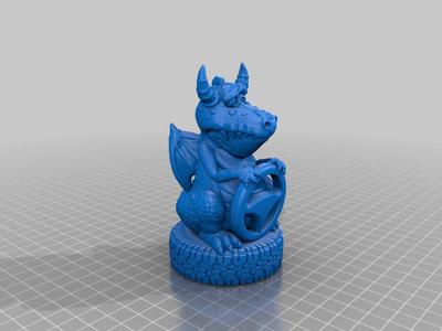 Dragon on a wheel with a steering wheel