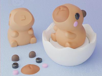 Capybara Clicker & Keychain (Separated Parts)