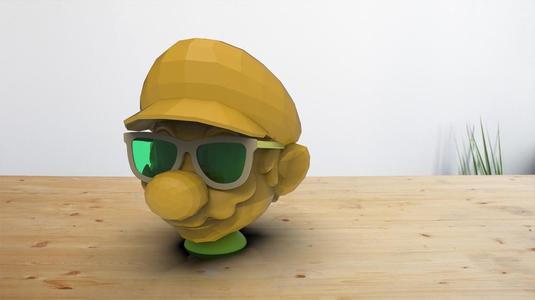 low poly mario bros head
