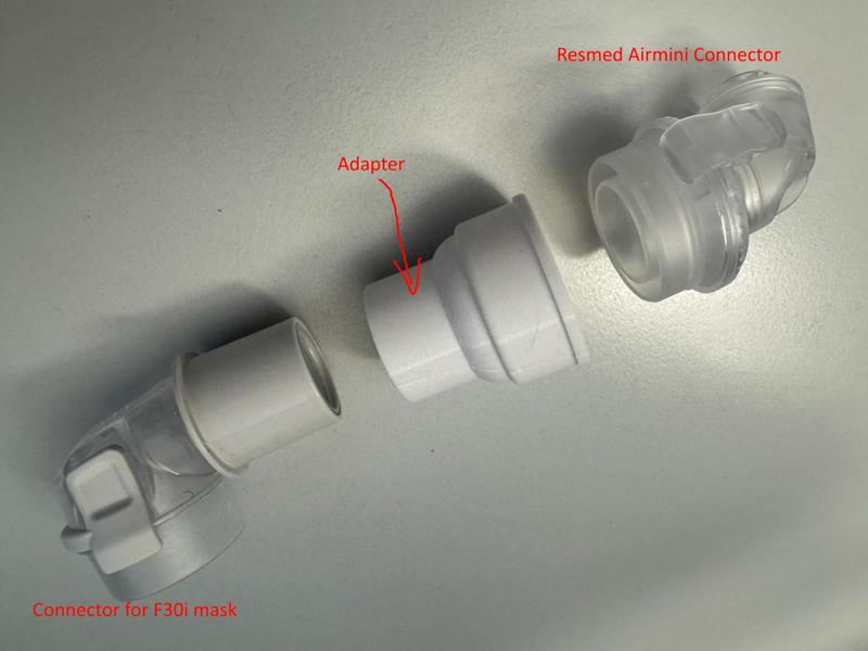 Adapter Resmed Airmini mask to standard CPAP mask