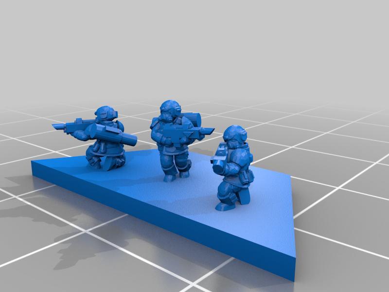 Half-Hex Infantry Stands (3person, Rfl/Rfl+LAW)