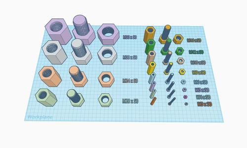 Various ISO metric nuts, bolts and connectors