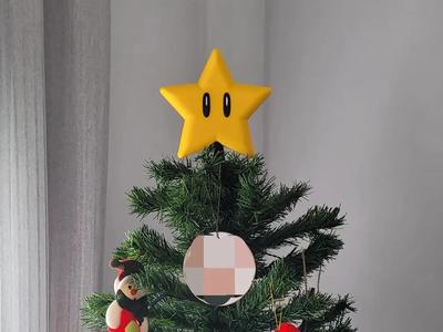 Classic Mario Star Christmas Tree Topper (Single extruder)   