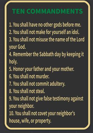 10 COMMANDMENTS PLAQUE