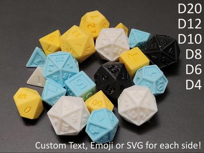 Customizable Dice - D20, D12, D10, D8, D6, D4