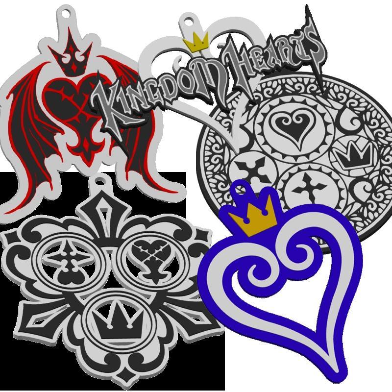 Kingdom Hearts Keychain & Emblem pack! (10x files, pre-painted 3MF & STL)