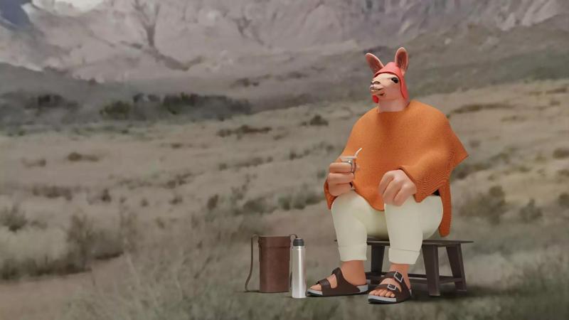 Llama sipping the mate