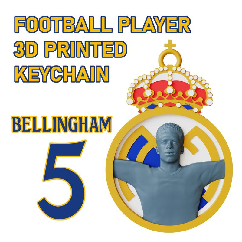 🧷 Jude Bellingham Football Keychain | 3D Printable STL | Real Madrid Tribute ⚽️👑