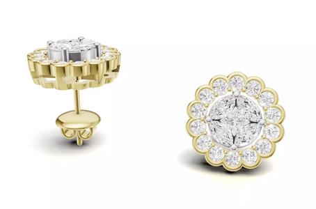 Flower-Inspired Diamond Earrings with Diamond  Cluster