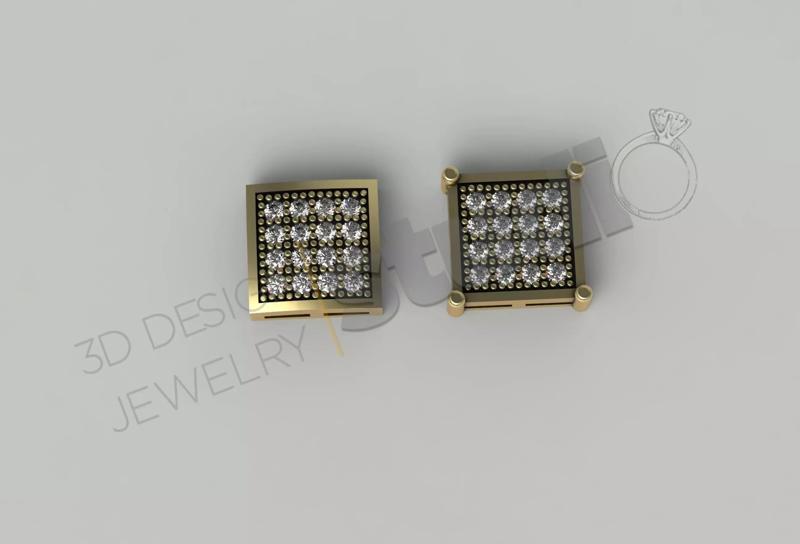 Highly detailed square earrings