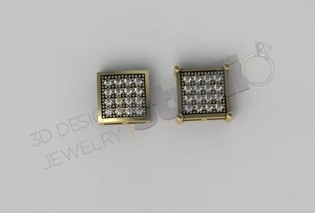 Highly detailed square earrings