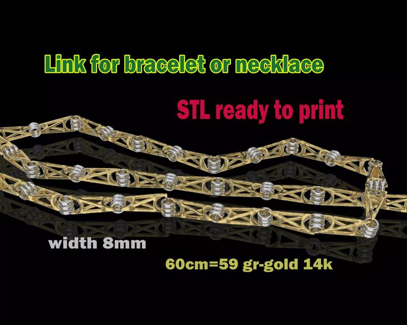Jewelry Link forbracelet 8mm width STL ready for Print