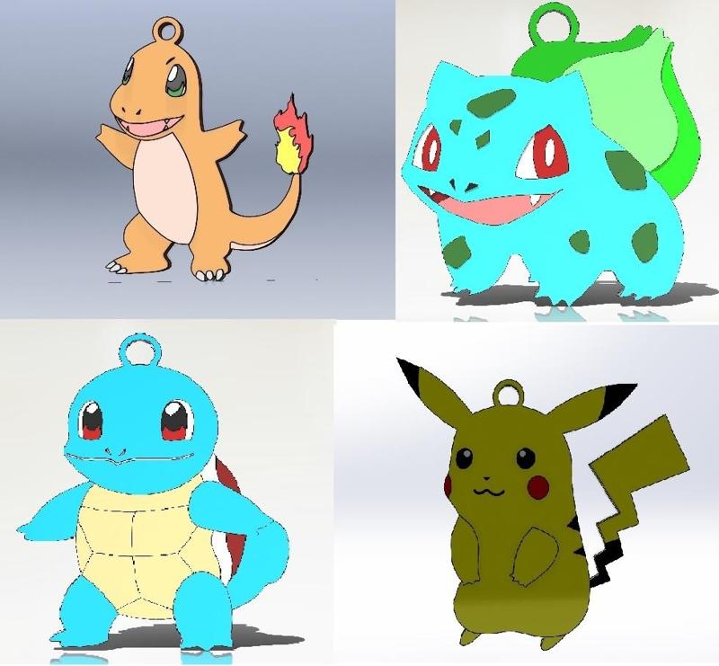 Pokemon Pikaçhu,Charmander,Bullbasour,Squirtle Team 4 İn 1
