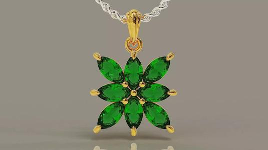 Prong set marquise shape diamond flower pendant