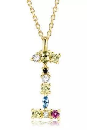 I letter pendant color stones