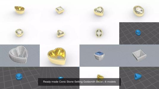 Ready-made Conic Stone Setting Goldsmith Bezel 3D Model Collection
