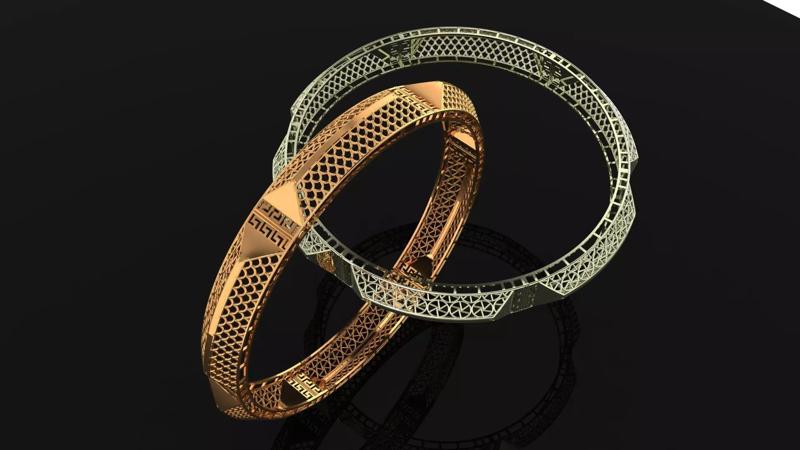1139 Contrast Panel Geometric Bangle 9gm-60MM