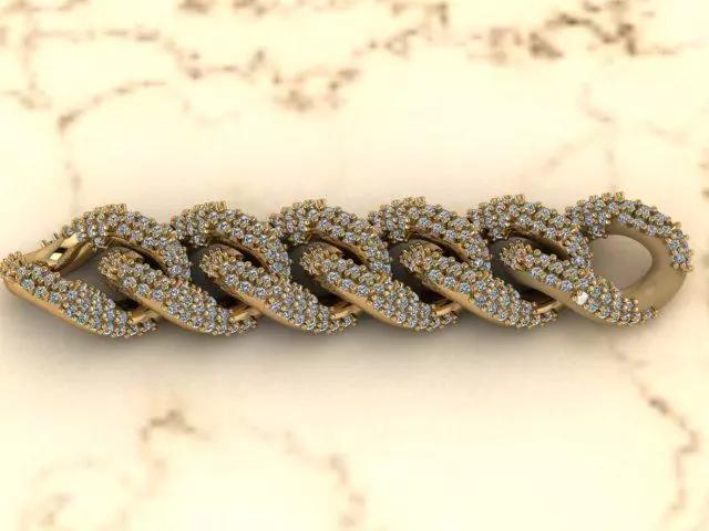 B-135 cuban link bracelet gold with diamonds