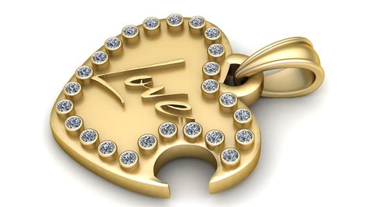 Diamond Love Heart Pendant 3d printable model