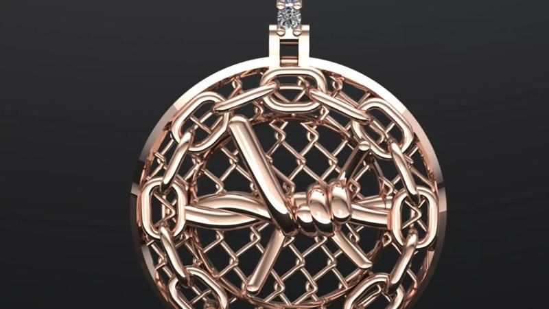 Barbed Wire chain bezel Pendant
