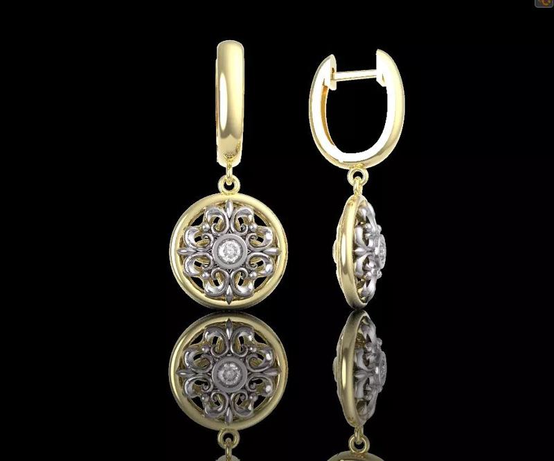 Exclusive diamond earrings with flower motif