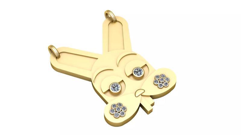 Bunny Circle Pendant 3D Printable Jewelry Cute Gold Pendant