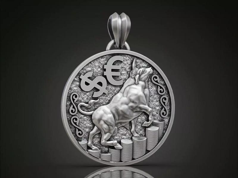 Bull trader amulet pendant