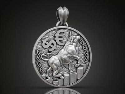 Bull trader amulet pendant
