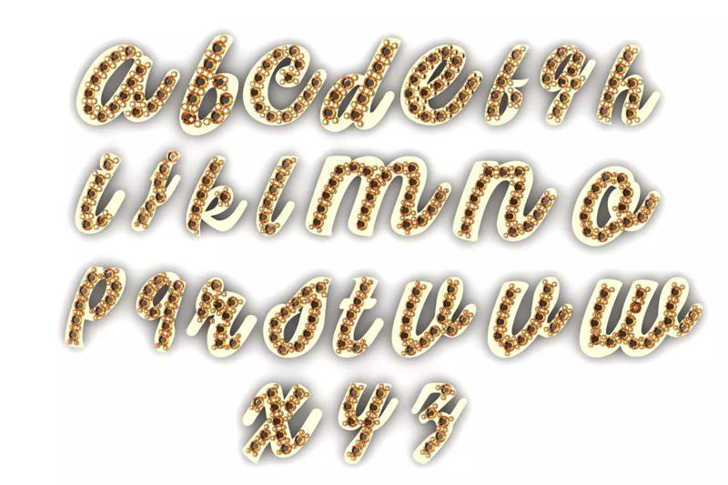 Bejeweled Script Alphabet Collection