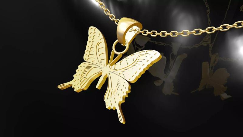 Butterfly pendant jewelry gold necklace medallion