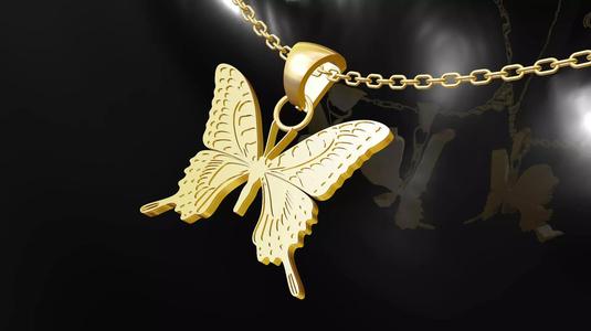 Butterfly pendant jewelry gold necklace medallion