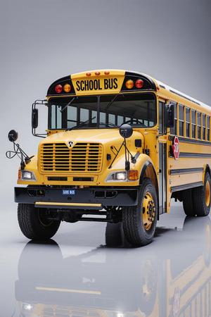 Classic American School Bus on a Neutral Background