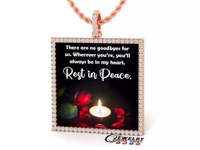 Custom Picture Pendant with Diamond - Square Memory Pendant