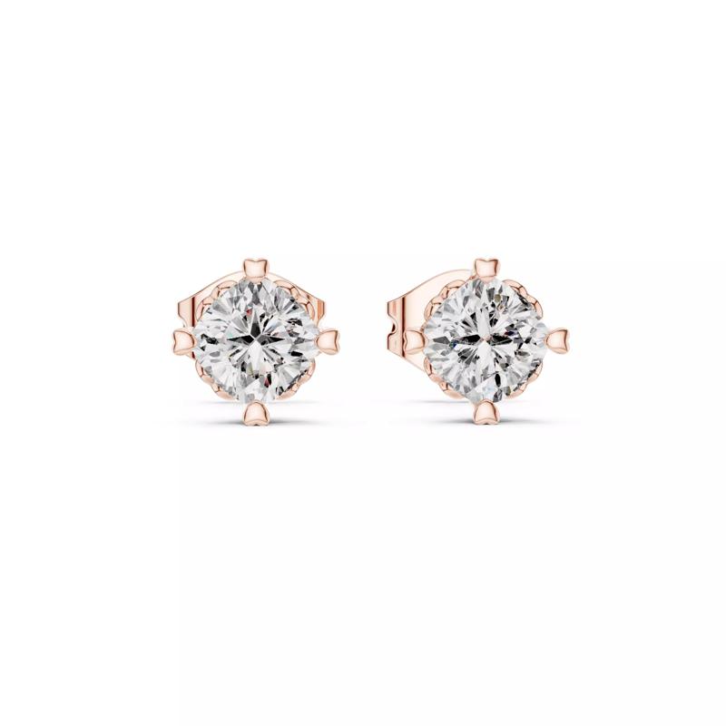 Round Diamond Studs Earrings 3dm stl renders 360 Animation
