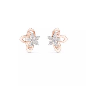 Flower Diamond Studs Earrings 3dm stl renders 360 Animation