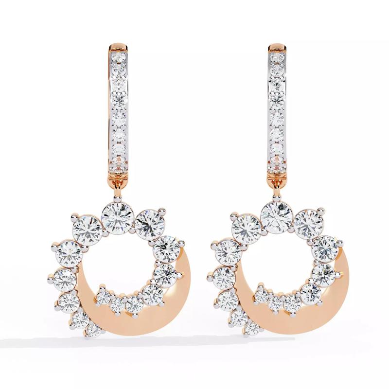 Diamond Huggies Earrings 360 animation renders 3dm stl details