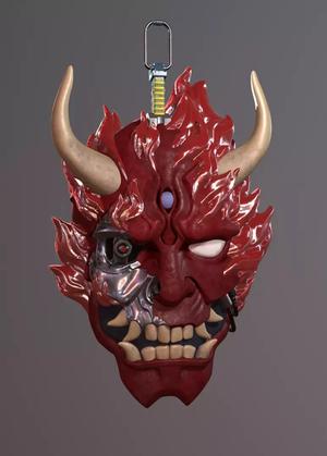 CyberDemon demon mask hanging from light bulb