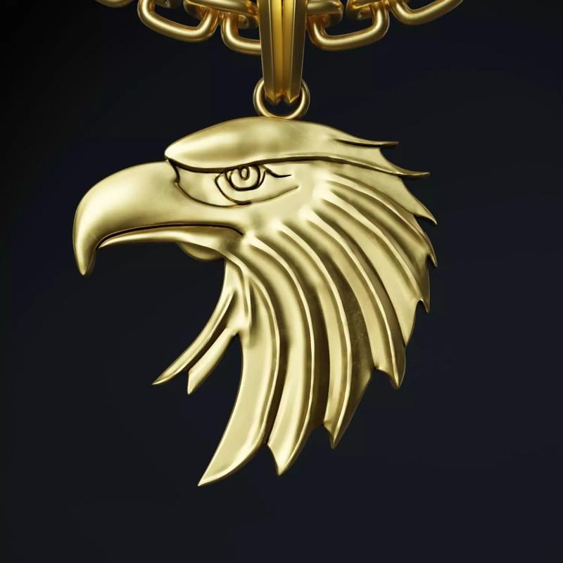 Eagle Stylized Pendant Coin Amulet Necklace