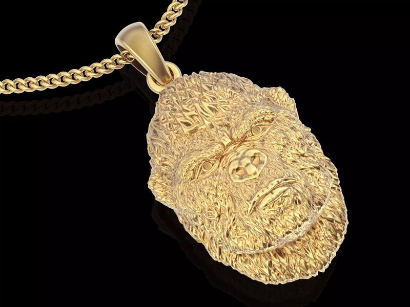 Gorillas pendant silver gold sterling printable jewelry 3D model
