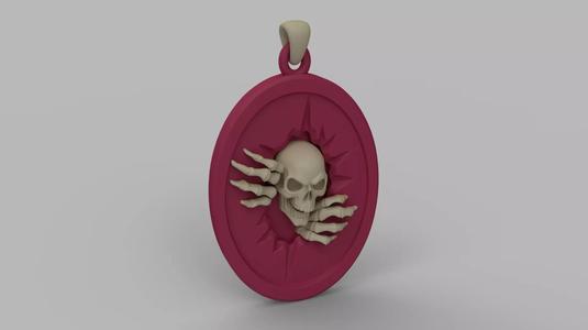 Skull and Skeleton Hands Pendant