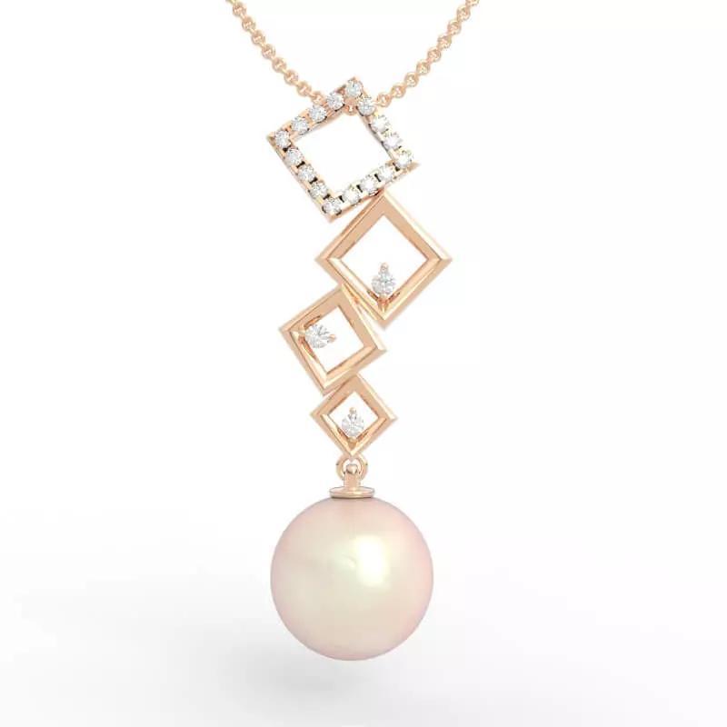 Square Frame Pearl Necklace