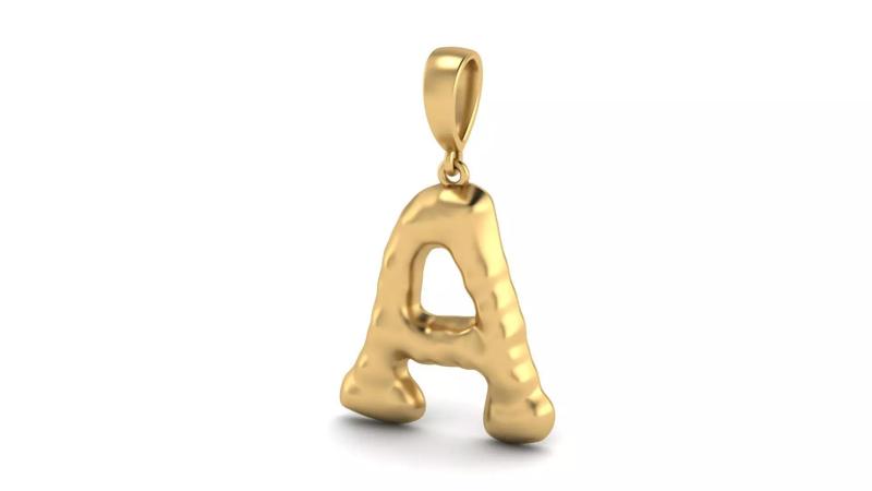 Pendant Alphabet Organic Irregular Letter 16 mm A