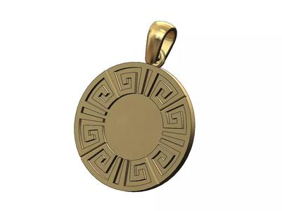 Greek key coin pendant with bail