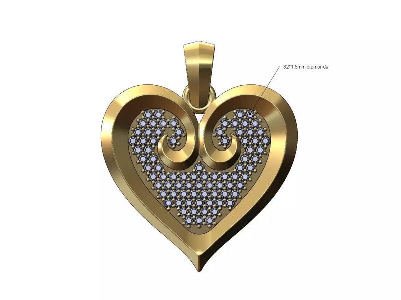 Diamond floral heart pendant with bail