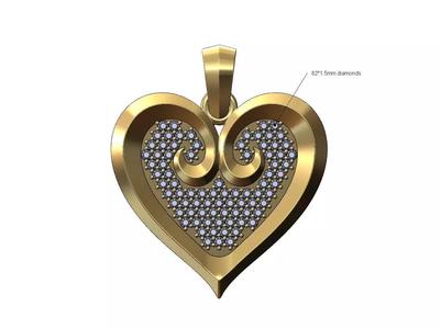 Diamond floral heart pendant with bail